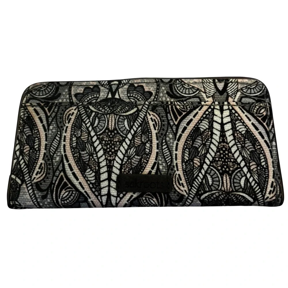 Sakroots Ecotwill‎ Encino Essential Women's Wallet Black White Owl Design